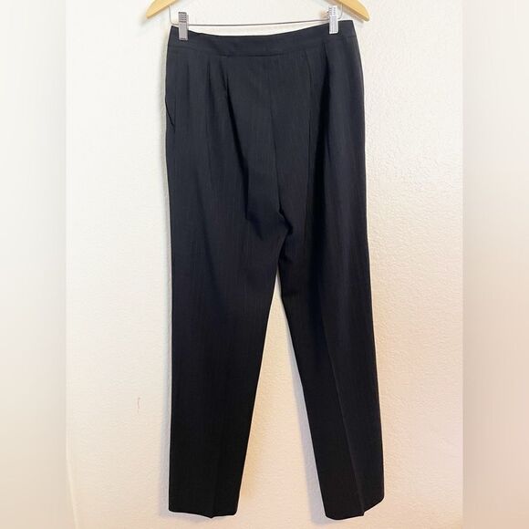 MaxMara black trousers Wool Pinstripe Pants 10 - Picture 3 of 7
